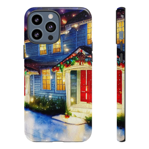 Festive Christmas Decorations on a Row of Townhomes - Impact Resistant Phone Case iPhone 13 Pro Max Glossy